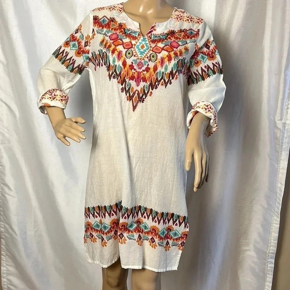 Beaded,tropical,cotton,slight sheer,super lightweight beach,sundress,resortwear - Picture 4 of 14